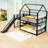Metal Bunk Bed with Slide and Shelves-375725961