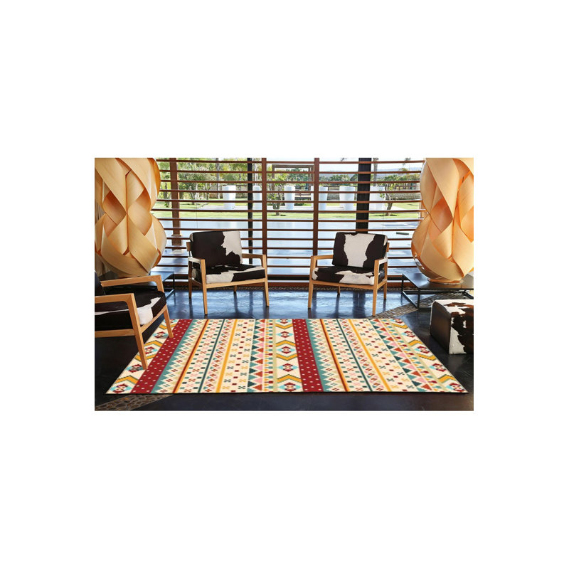 Tapis décoratif lavable à la machine beige, Rectangle 3 pi 11 po x 5 pi 11 po