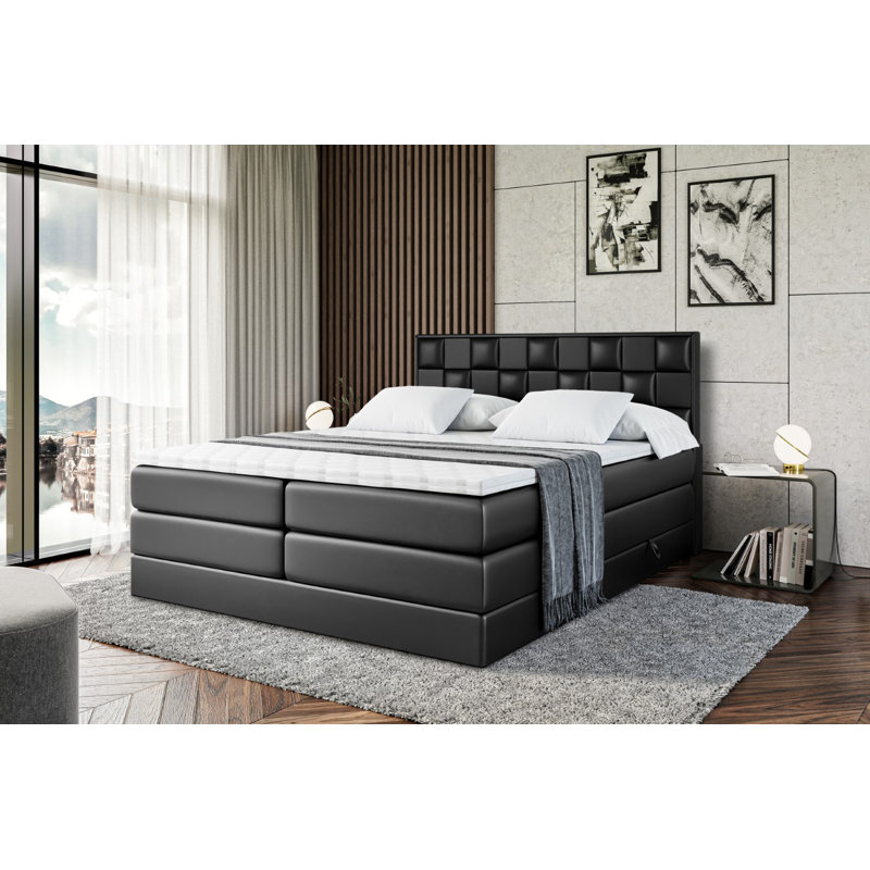Pocket Spring Mattress Divan Bed Set, Black, 120cm W x 200cm D