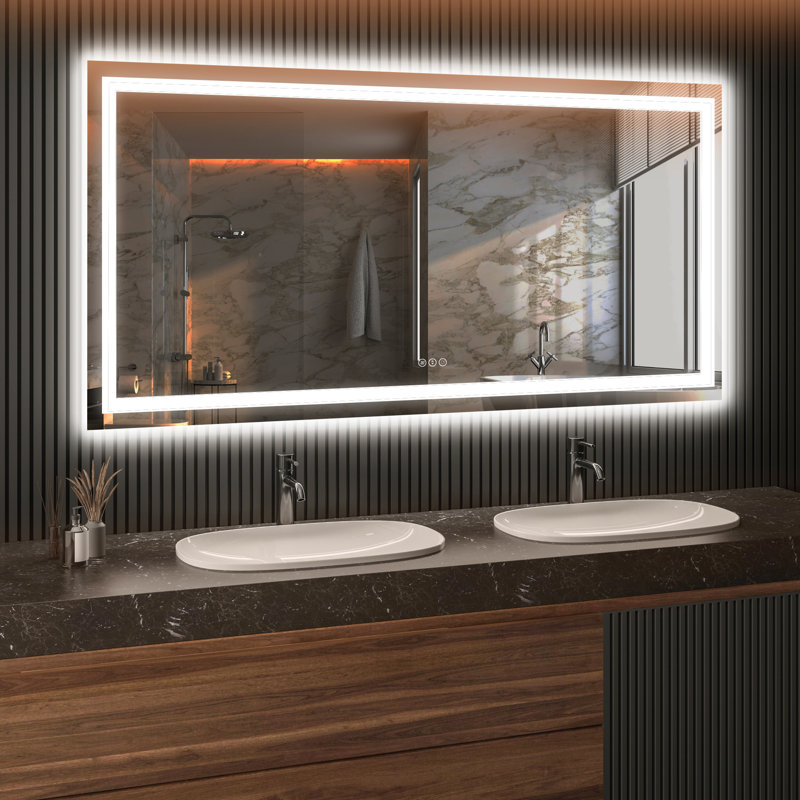 Miroir de salle de bain sans cadre à DEL, 40 po x 72 po