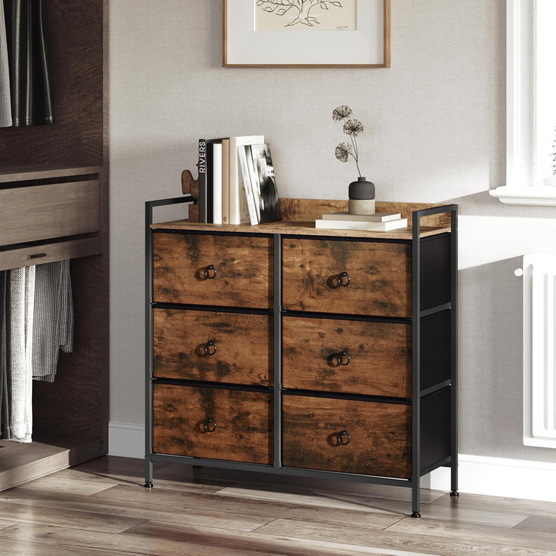 Ahuvah 6 Drawer Storage Drawer, Brown/Black