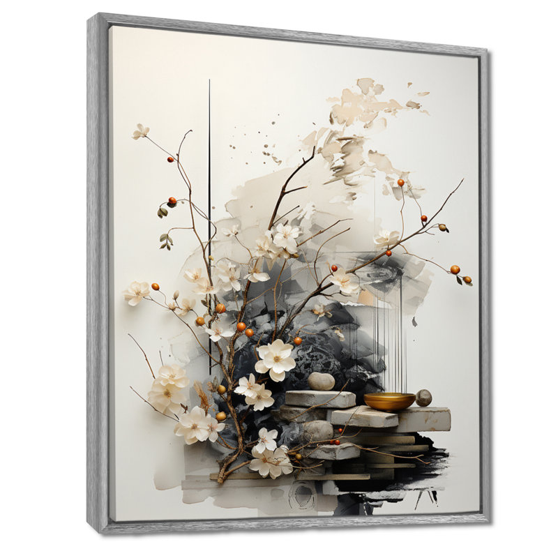 Jaciya Asian Art Classics Sumi III - Art mural asiatique pour le salon, H 32 po x l 24 po, Reproduction avec cadre flottant