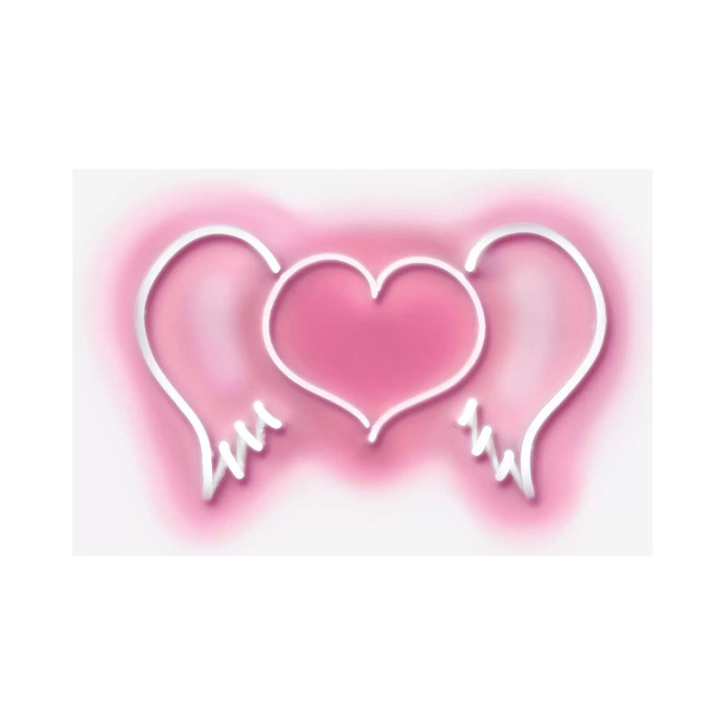 Neon Heart Wings Pinkon White by Hailey Carr - Wrapped Canvas Print, 66.04 cm H x 45.72 cm W x 3.175 cm D