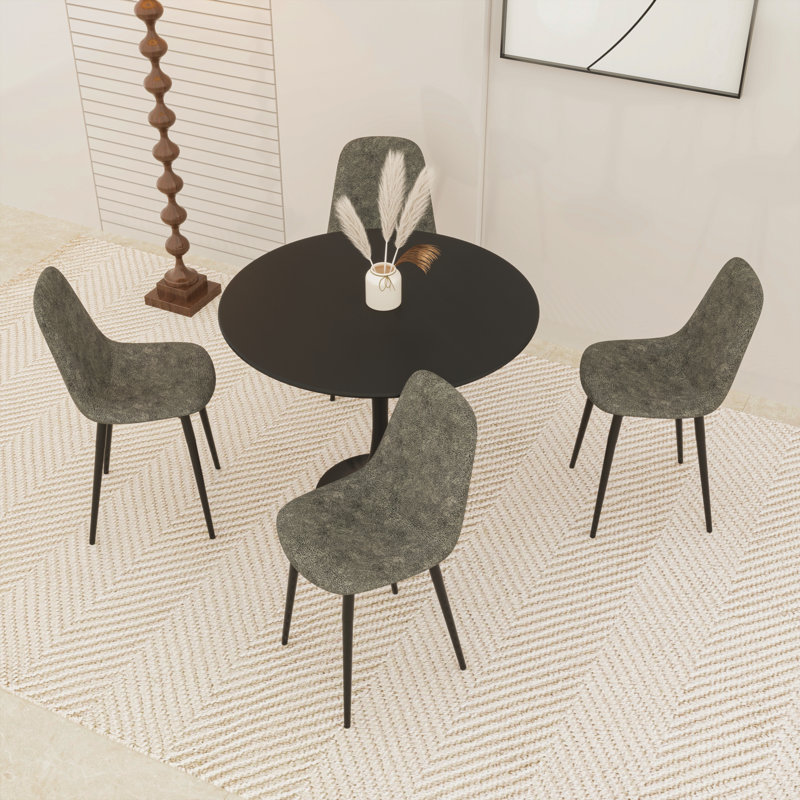 Table de salle à manger Bjarnheiur, H 29,5 po x l 31,5 po x P 31,5 po, Noir, Noir