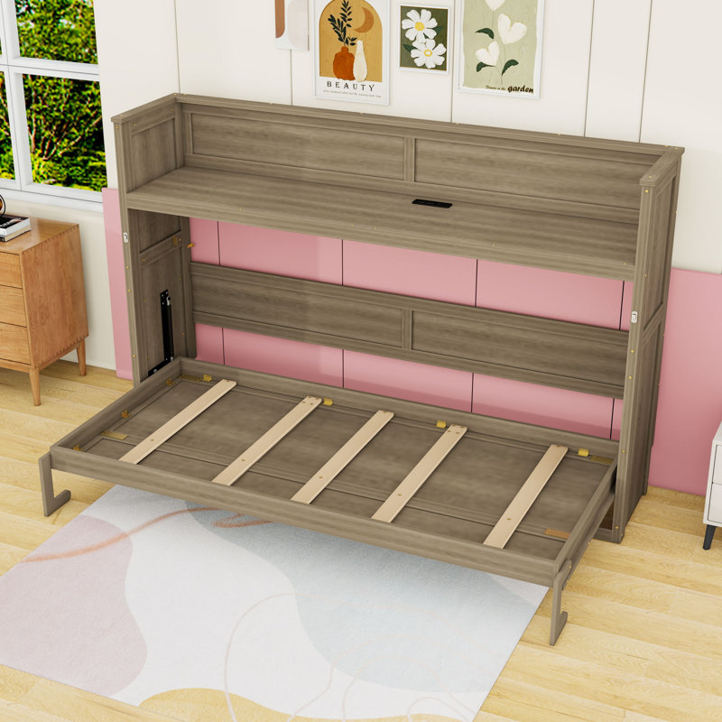 Lit escamotable simple TG avec bureau, lumière DEL et USB