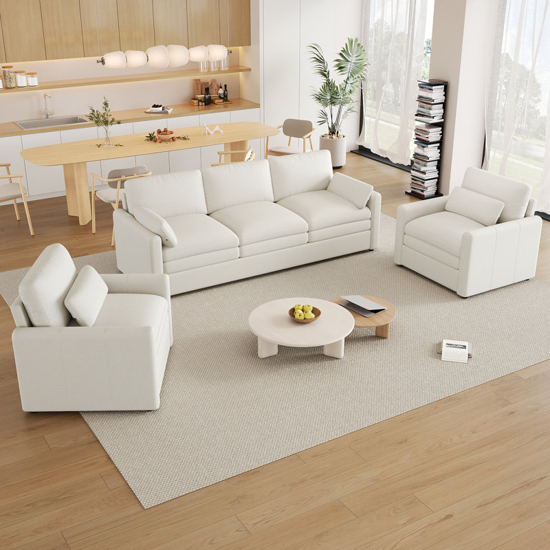  Ensemble de canapés rembourrés surdimensionnés Cozy, Beige