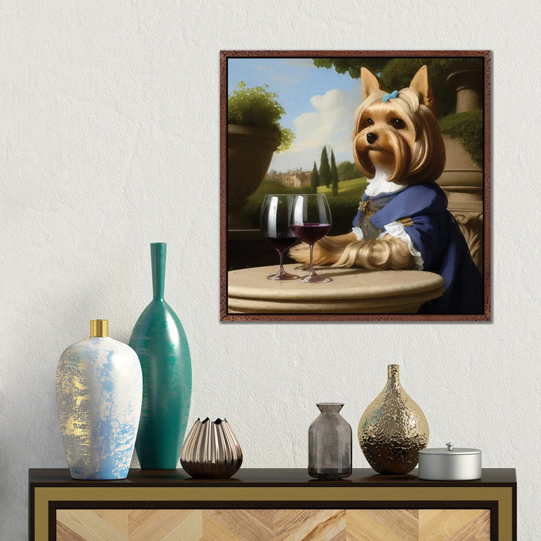 Yorkshire Terrier mit Wein von Rococo by Nobility Dogs - Gallery-Wrapped Canvas Giclée on Canvas