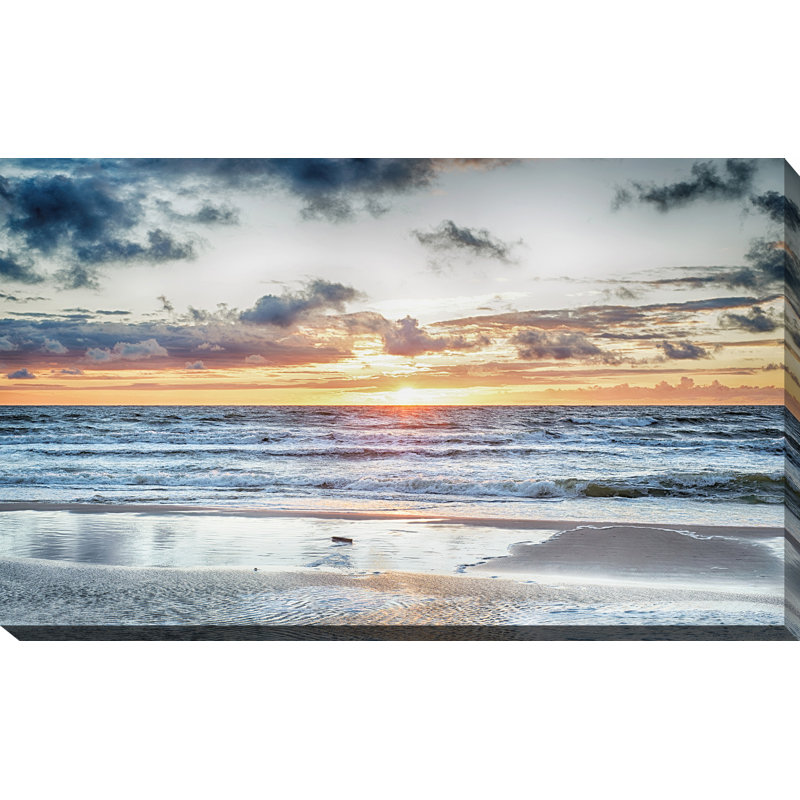 « coucher de soleil à the oragey sea », reproduction de photo sur toile tendue, H 36 po x l 60 po x P 1,5 po