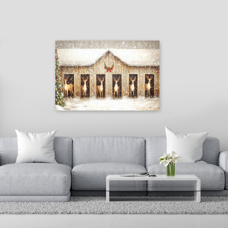 «Reindeer Stables», reproduction d'art murale contemporaine abstraite, 40" H x 60" W