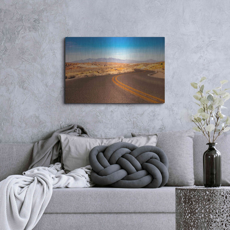 «Winding Desert Road», art mural en métal, H 24 po x l 36 po