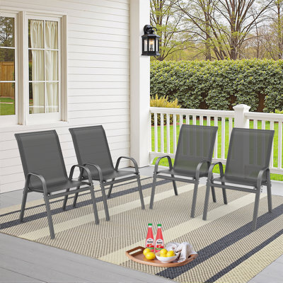 Wittig Powder Coated Steel Patio Dining Chairs