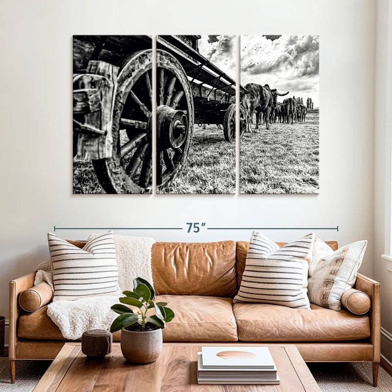 Mehar Bullocks Pulling A Wagon, 42" H x 65" W