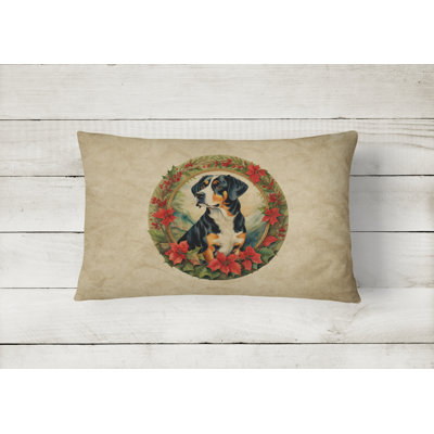 Christmas Flowers Frame Outdoor Throw Pillow