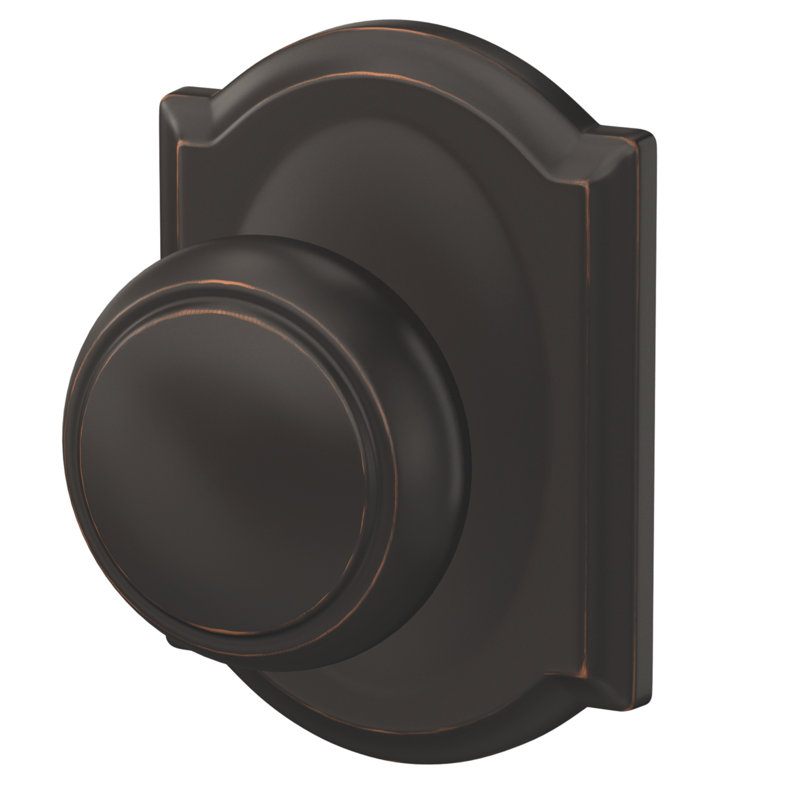 Custom Andover Hall-Closet and Bed-Bath Knob with Camelot Trim, Aged Bronze