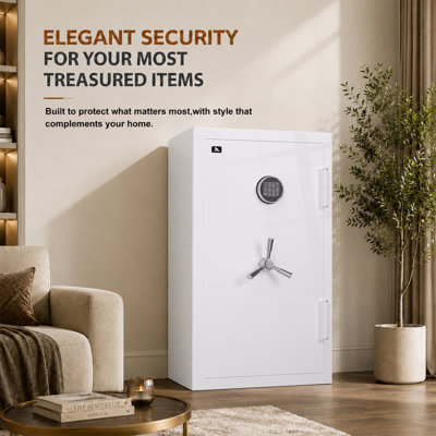 TigerKing 8.78 Cu Ft Large Fireproof Safe, Glossy Finish, 40-Min Fire & 72-H Water Resistance, Digital Keypad, Heavy-Duty Steel, Floor Mountable, White