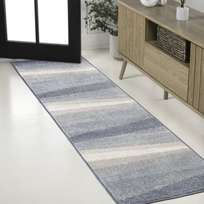 Howden Geometric Striped Blue/Cream/Gray Rug