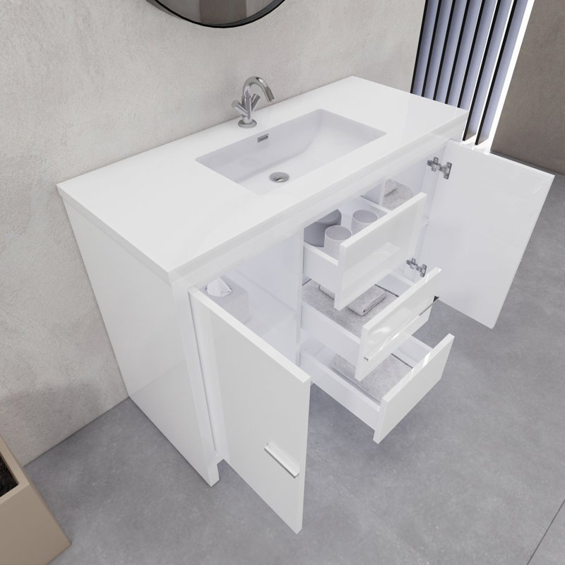 Eden 48" Single Sink Bathroom Vanity Set, Gloss White