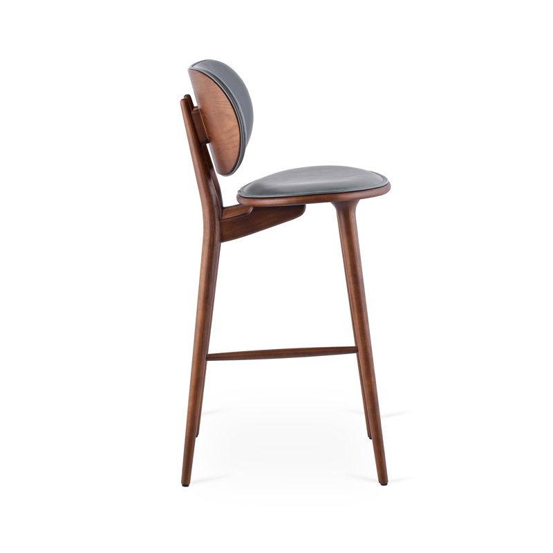 Aaron Bar Stool, Gray, Walnut