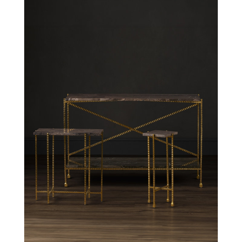 Flying Gold Marble End Table, 23.5" H x 9.25" W x 9.25" D