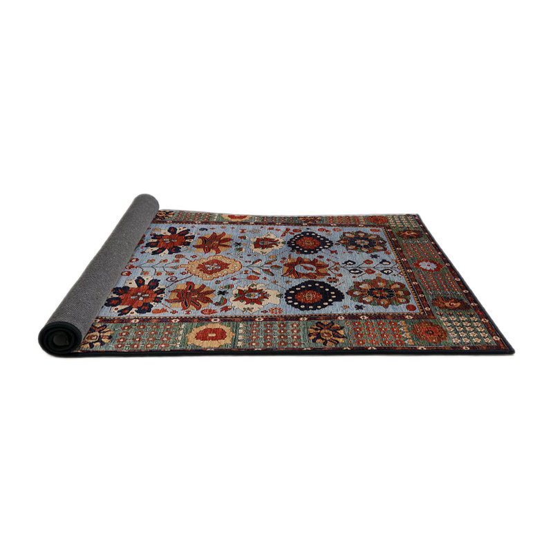Tapis oriental rouge et bleu, Rond 7 pi