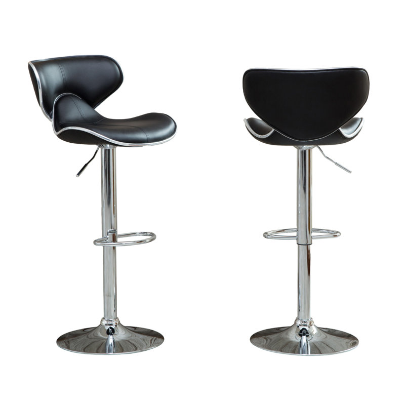 Ensemble de 2 tabourets pivotants réglables Masaccio avec base chromée Airlift, Noir