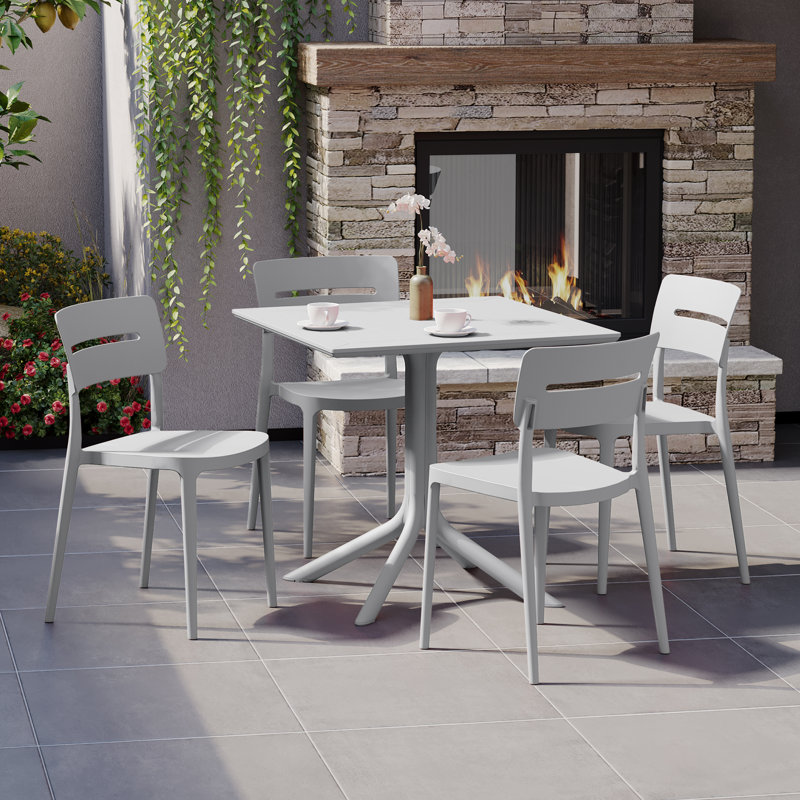 Ensemble repas carré pour 4 personnes, Gris
