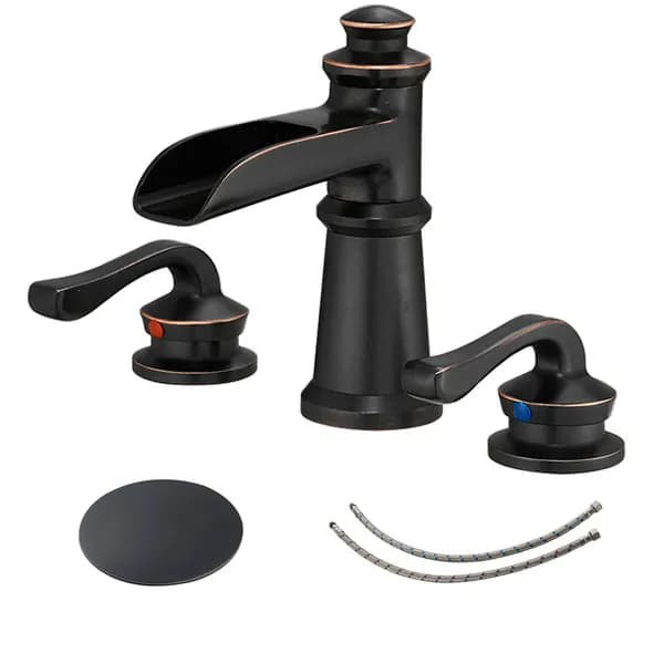 Robinet de salle de bain à 2 poignées cascade 8 po avec drain escamotable en bronze huilé 8 po