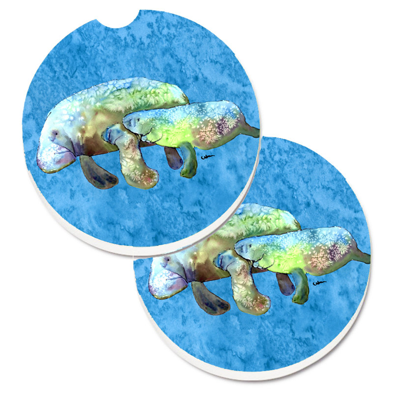 Ceramic Round 2 Piece Car Coaster Set