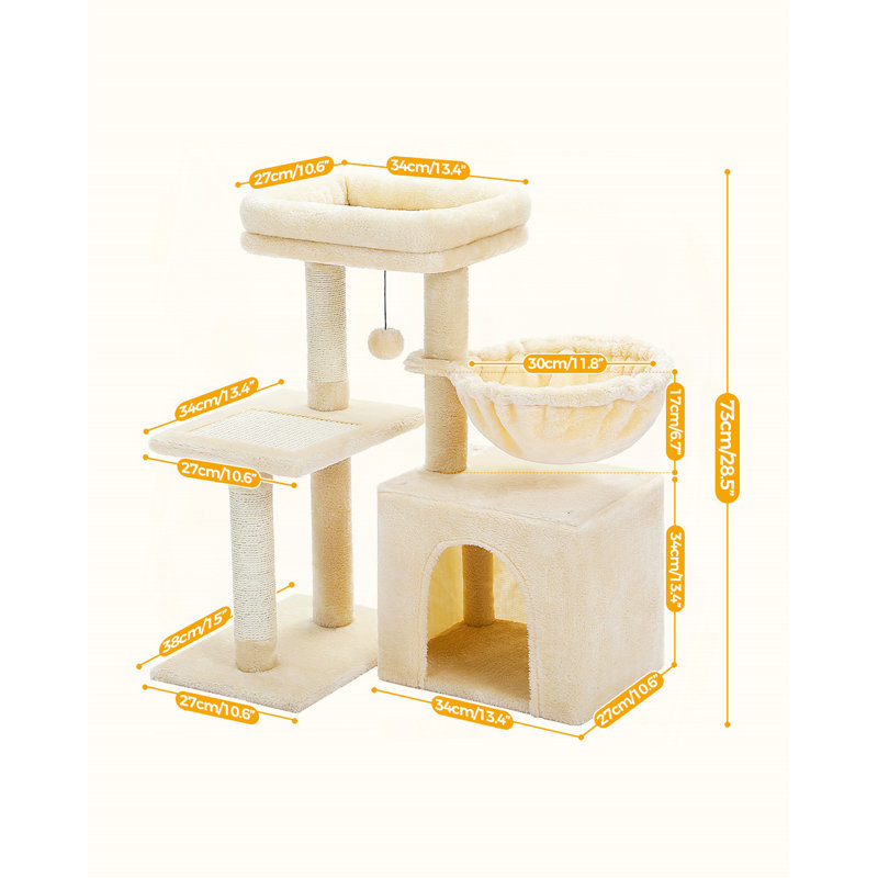 28.5'' Tall Kitten Cat Tower, Beige