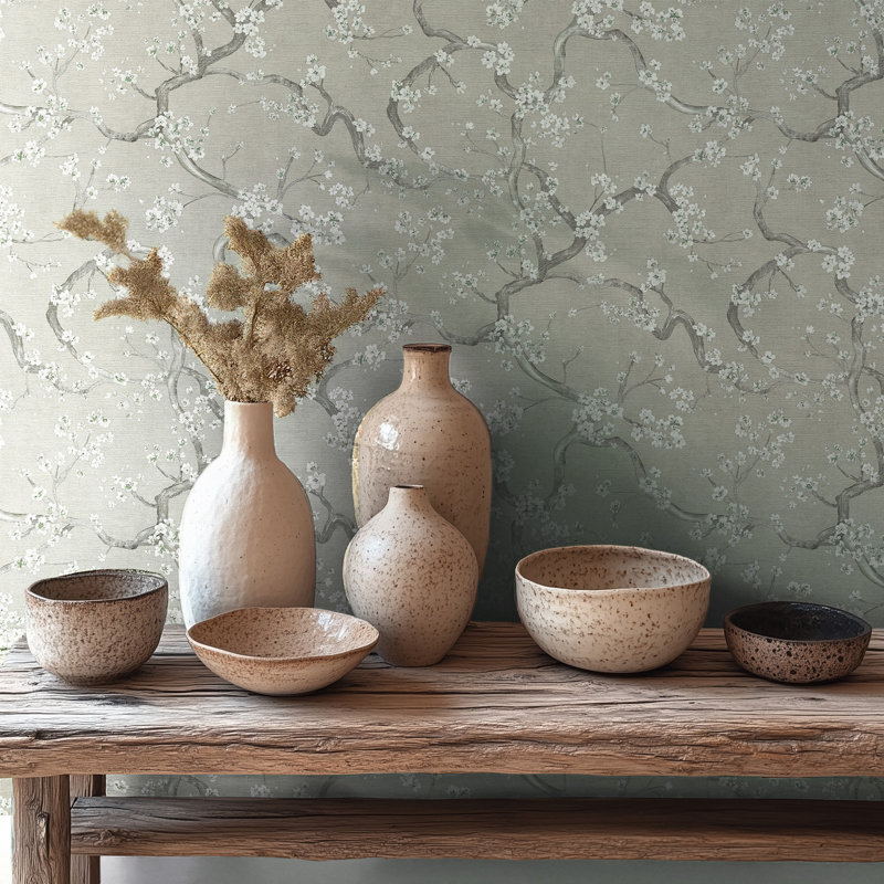 Galerie Horizon Cherry Blossom Wallpaper, Green