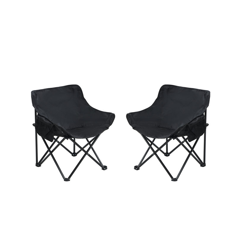 2PCS Outdoor Camping Chairs Folding/Portable, Carry Bag, Black