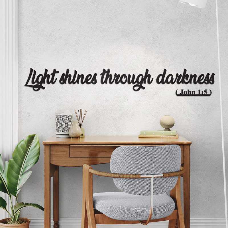 Light Shines Through Darkness Metal Wall Art, John 1:5, Bible Verse Sign, Christian Home Decor, Scripture Wall Art, Inspirational Gift