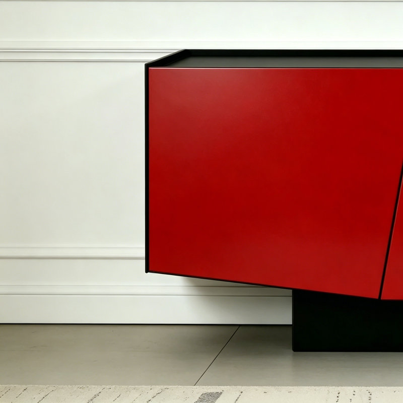 Meuble télé moderne et luxueux, Noir / Rouge