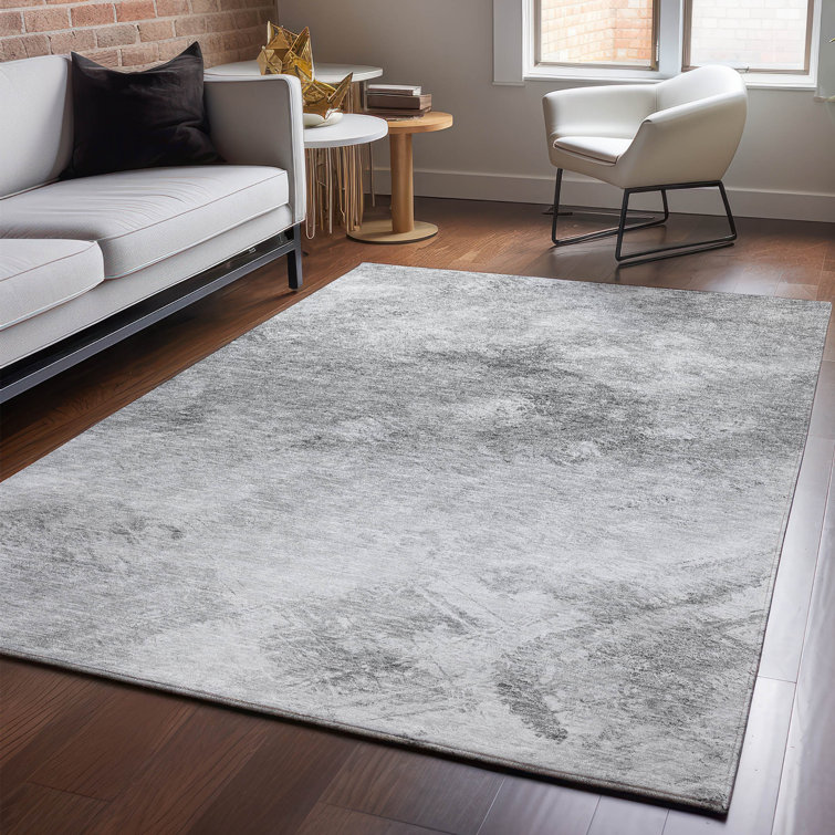 Premium Machine Washable Cerrito AMF590 Silver Rug