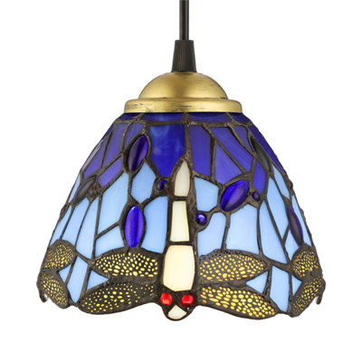 Stained Glass Pendant Lamp in Dragonfly Pattarn