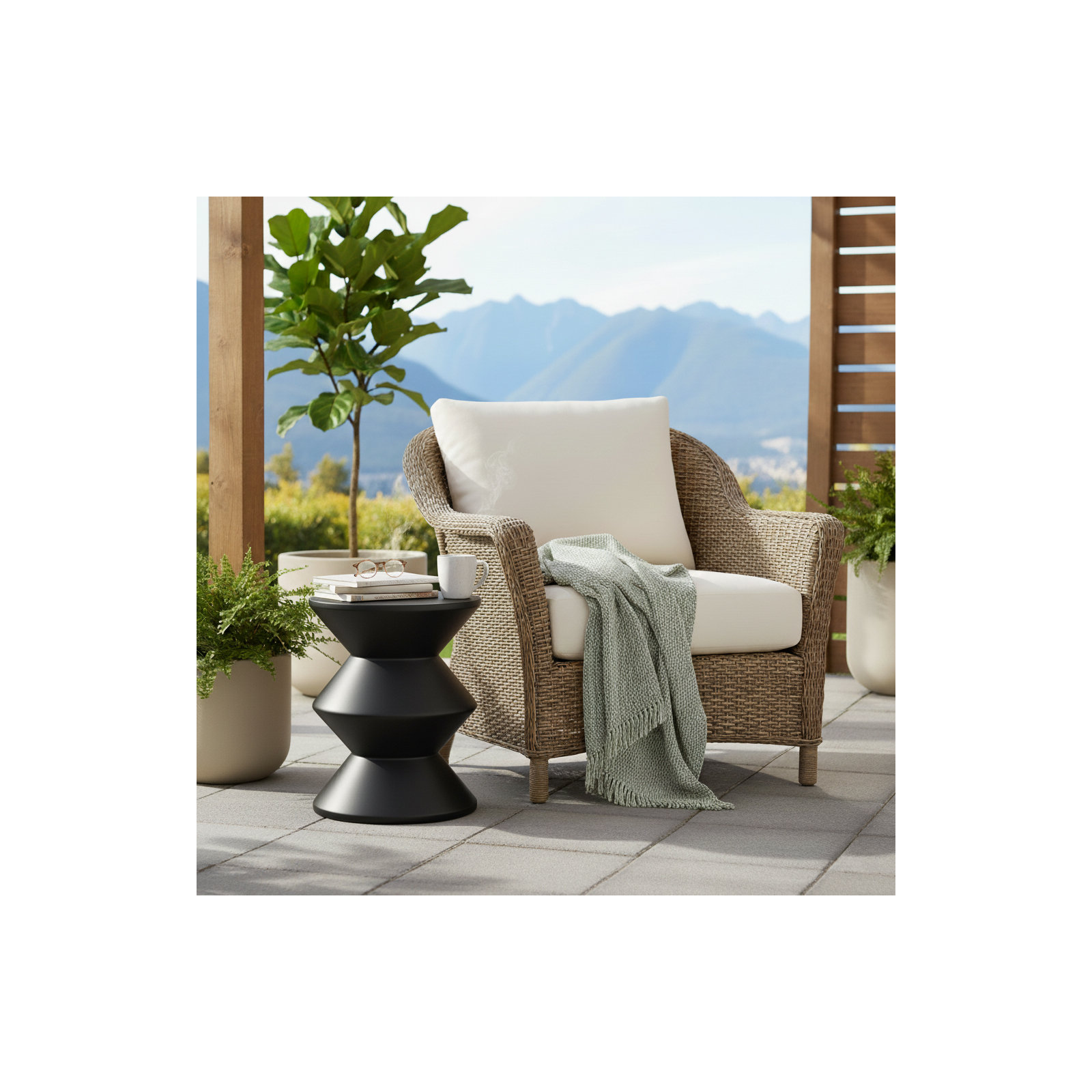 Isiah Concrete Inverted Side Table, Black