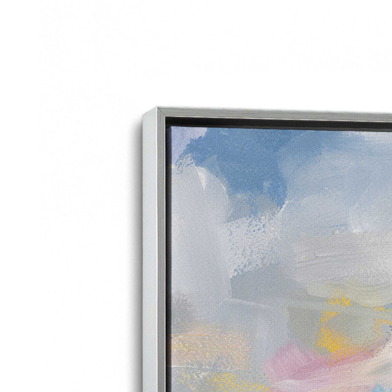 «Dreamy Evening», reproduction sur toile abstraite, Cadre flottant en chrome poli, H 16,75 po x l 16,75 po x P 1,75 po