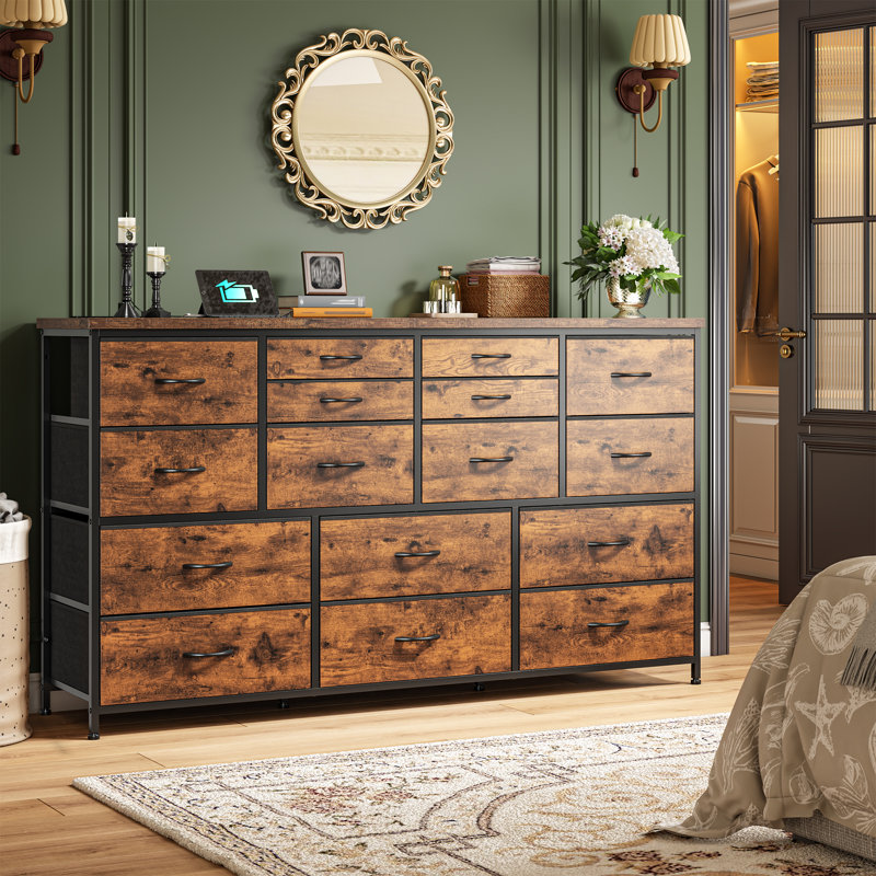 Commode de rangement multifonctionnelle pour 51 tiroirs de 51 po de large avec commode USB, Brun