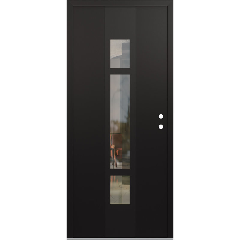 Porte d'entrée pré-suspendue Diamond A9, S'ouvre à gauche vers l'intérieur, Noir / noir / transparent