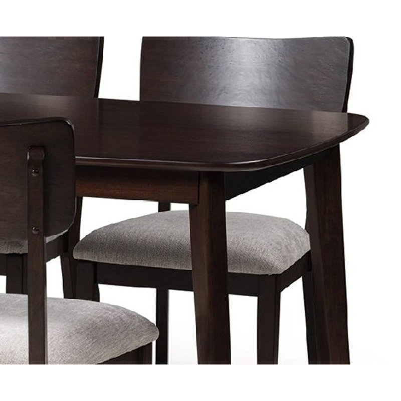 Ensemble de table et chaises de salle à manger 5 pièces Maly, coussins gris clair, brun merlot Maly