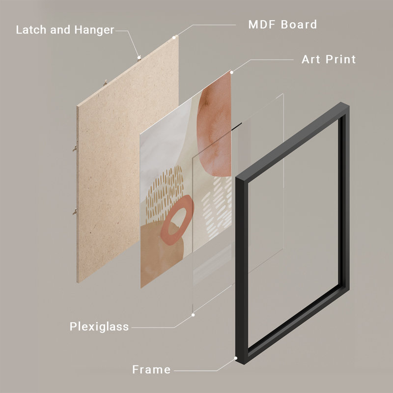«Modern Abstract Pink Tan, Noir, H 14 po x l 11 po