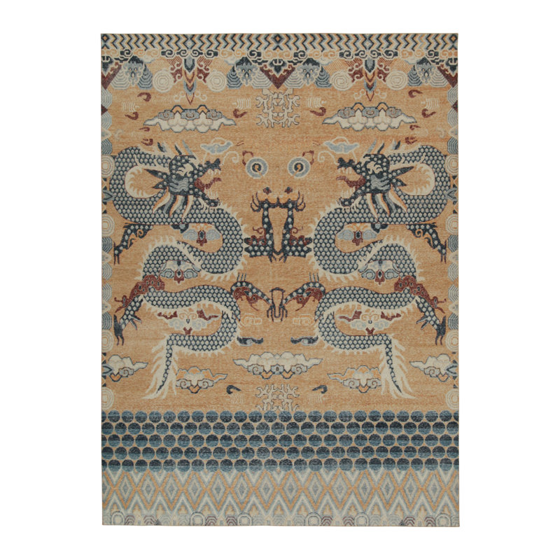 Distressed Homage Hand Knotted Wool Animal Print Area Rug, Runner 3' x 10'