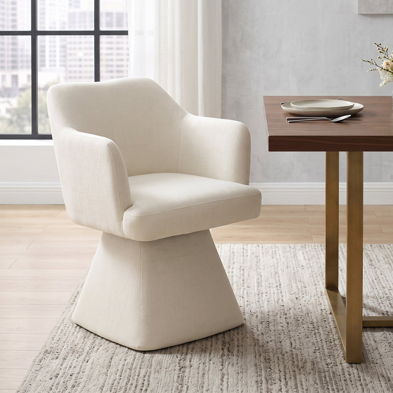 Chaise pivotante en tonneau avec accoudoirs, Beige