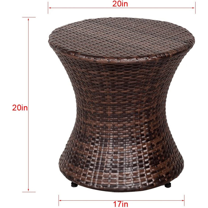Aghilas Round Wicker/Rattan Outdoor Side Table, Brown