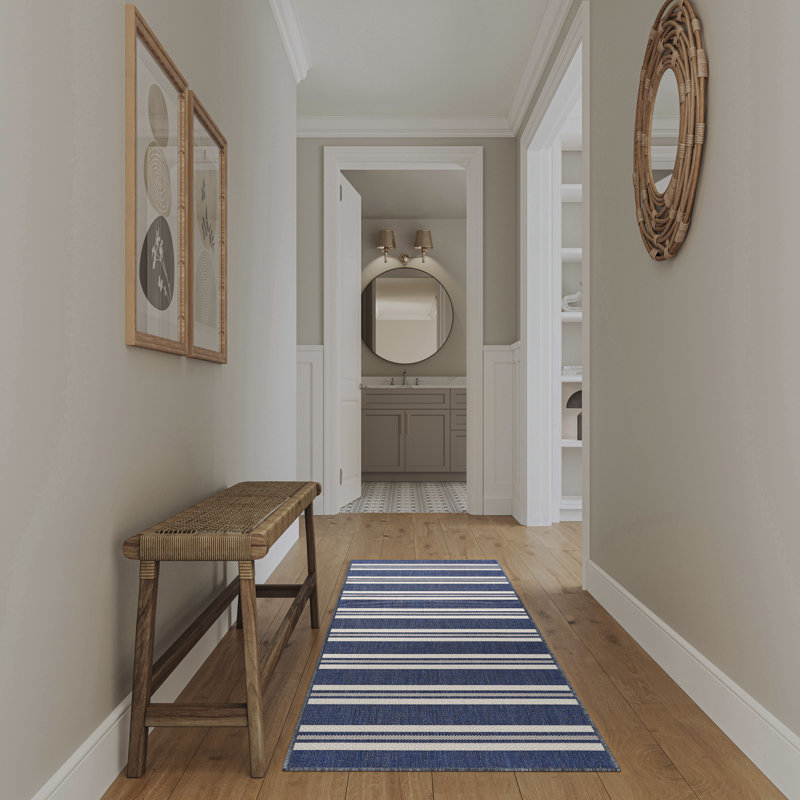 Manderella Modern Rug, Navy, Runner 2' x 6'