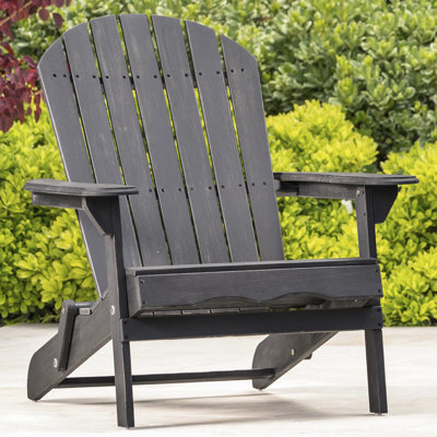 Outdoor Wood Chair - Dark Gray, With Foldable Rustic Element Gray Made Of Wood, Design