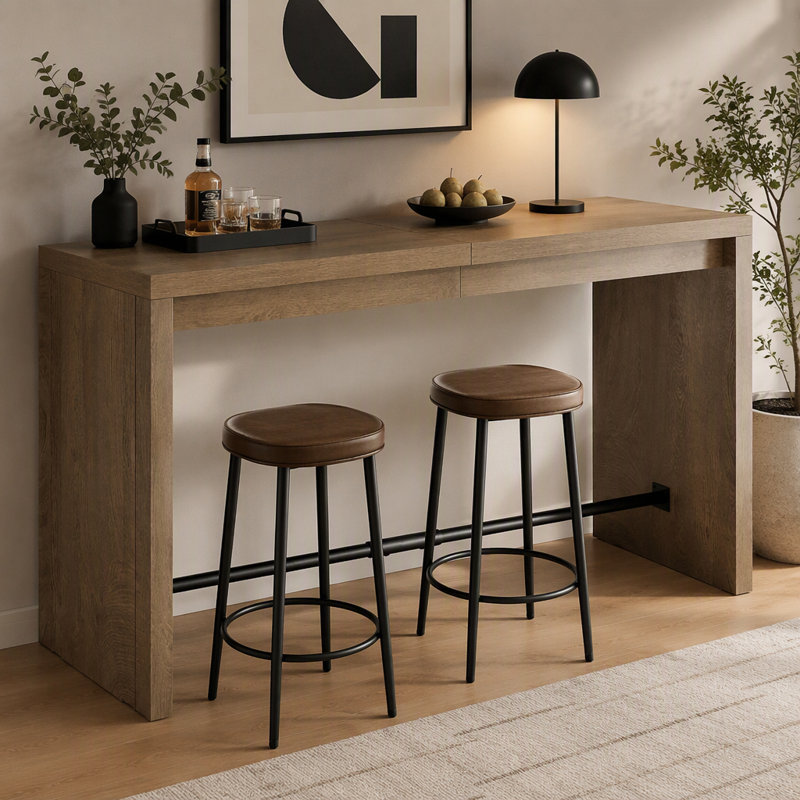 63" Bar Table, Rectangular Counter Height Pub Table, Black