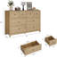 Commode 8 tiroirs Vintage avec pieds fuselés, finition chêne naturel-745585692