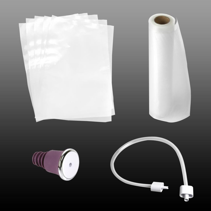 Black Automatic Food Vacuum Sealer with Reusable Bags