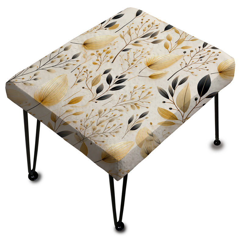 Neutral Leaves III - Plants Rectangle Ottoman